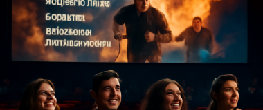 Портрет улыбающейся женщины с длинными каштановыми волосами на фоне теплого закатного неба.